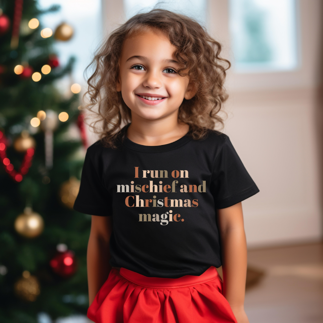 I run on mischief and Christmas magic Toddler Tee